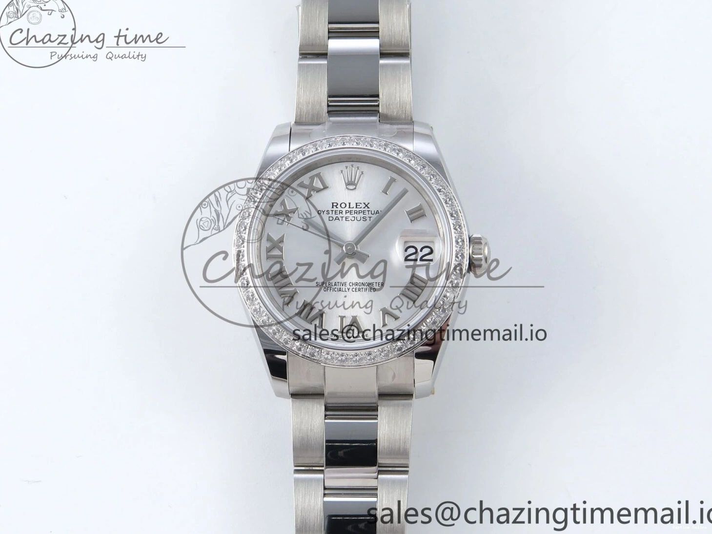 0511 Contemporary DateJust 31 278384RBR ARF 1:1 Best Edition 904L Steel Silver Roman Dial Diamonds Bezel on SS Oyster Bracelet ETA 423
